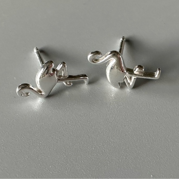 Sterling Silver Flamingo Tiny Stud Earrings - Picture 10 of 11